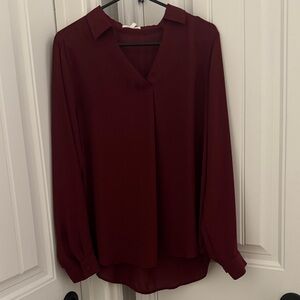 Maurices Burgundy V-Neck Blouse